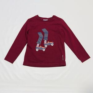 Jacadi Paris Girls Red Long Sleeve Shirt Girl Rolling Skates Sz 6A/Y  Cotton